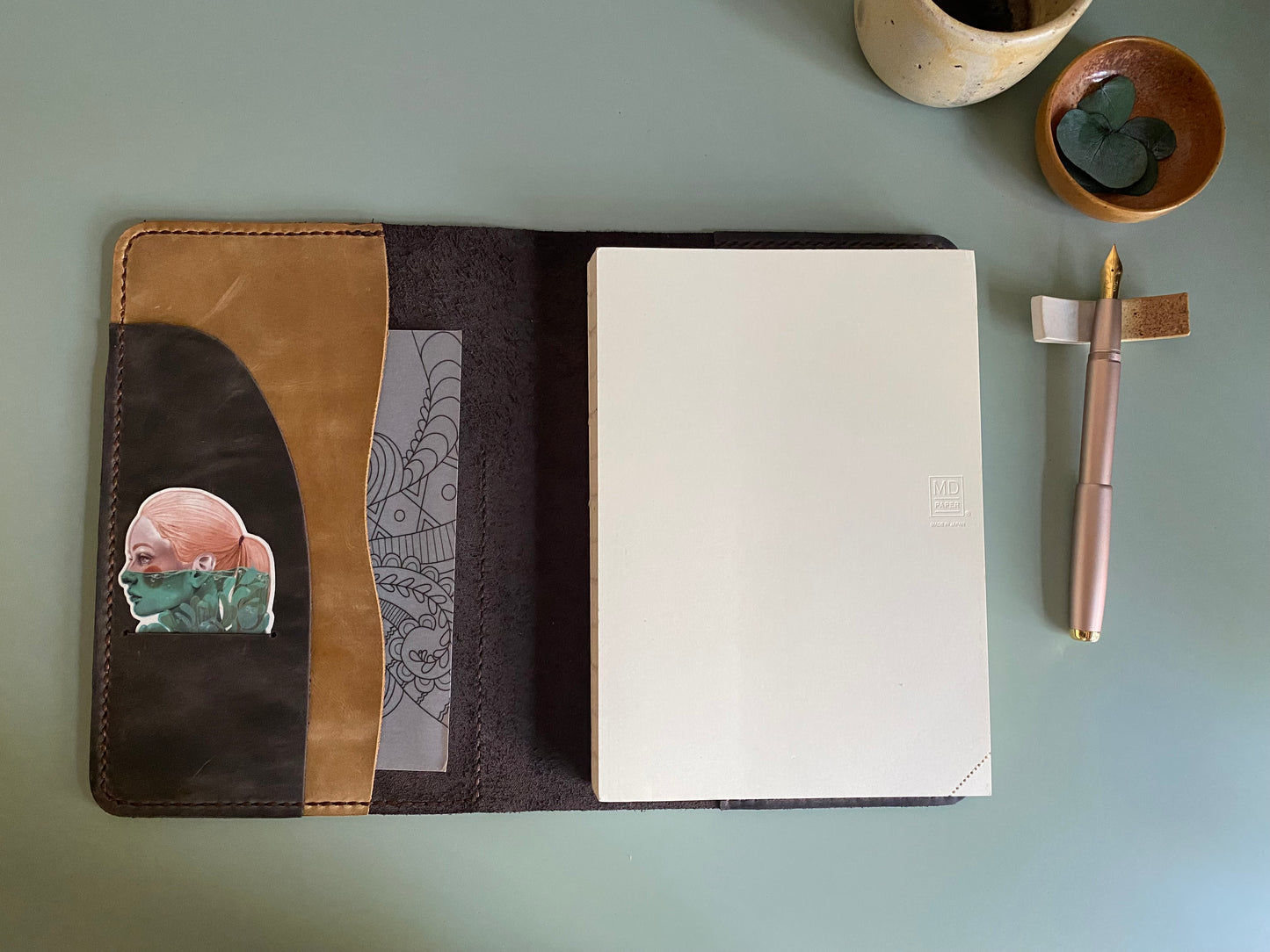 A5 size in Coal leather