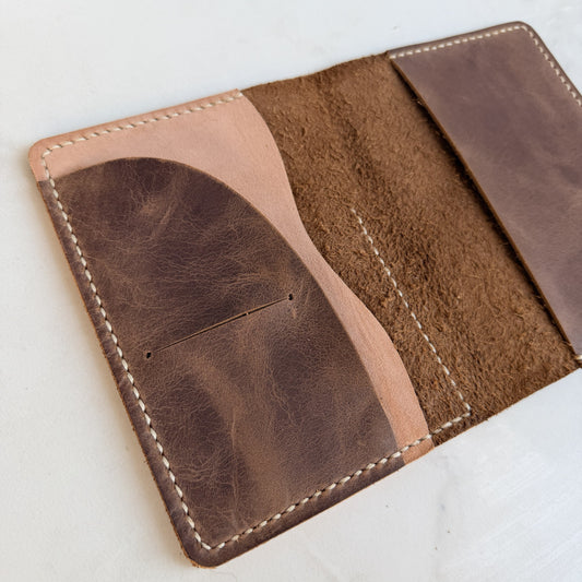 A6 size leather planner cover with insert pockets