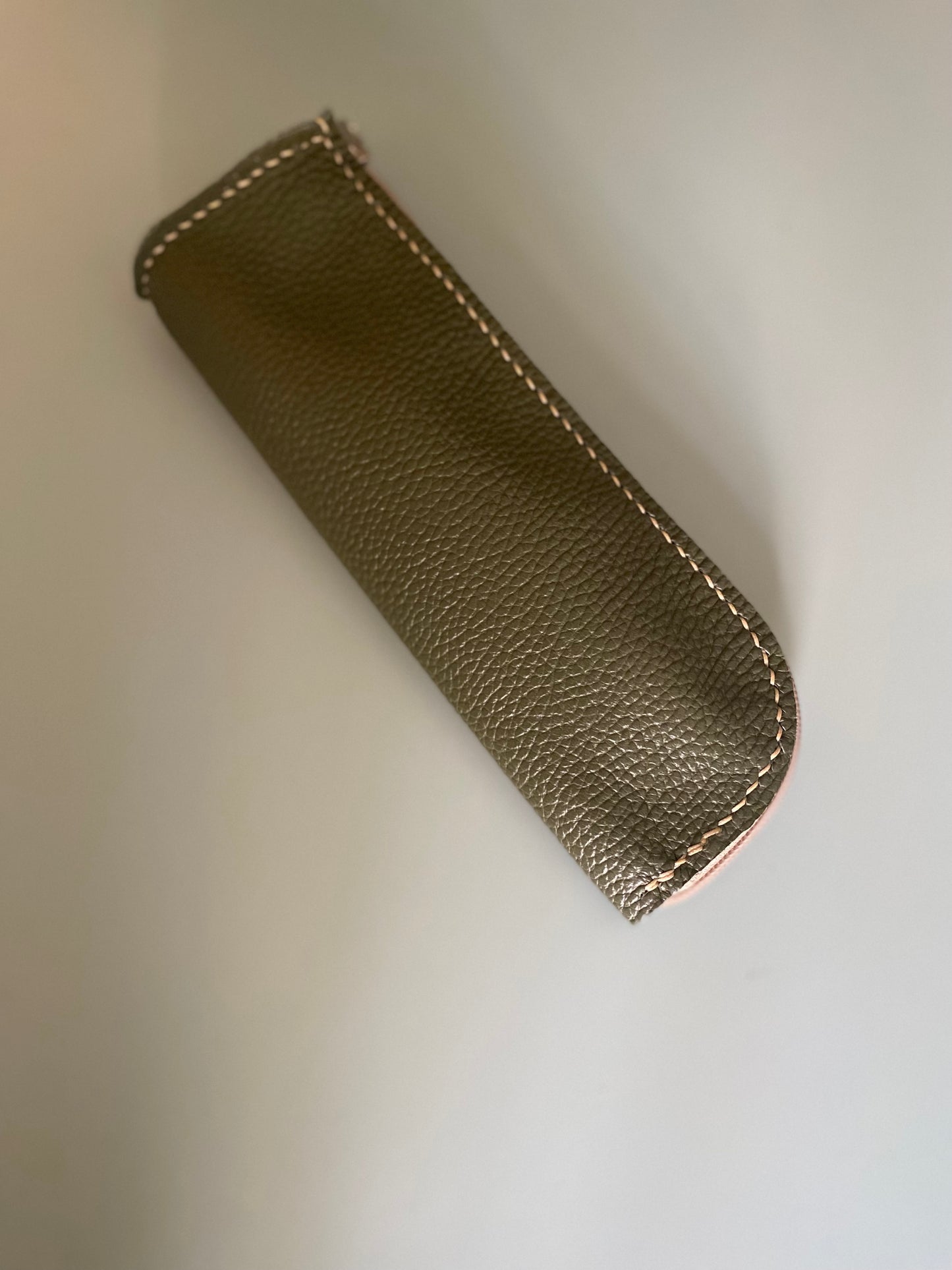 Pen case in olive leather