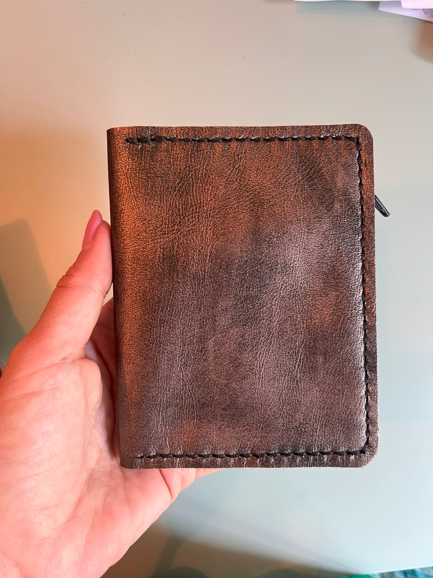 Insert Wallet Passport Size in Black nude effect leather