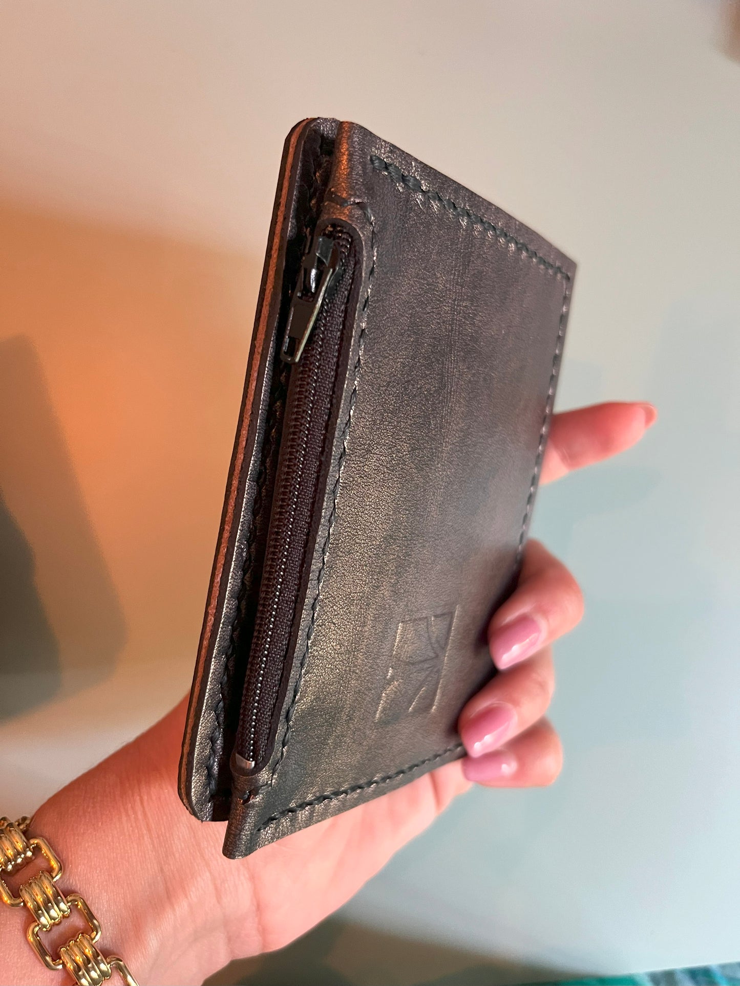 Insert Wallet Passport Size in Black nude effect leather