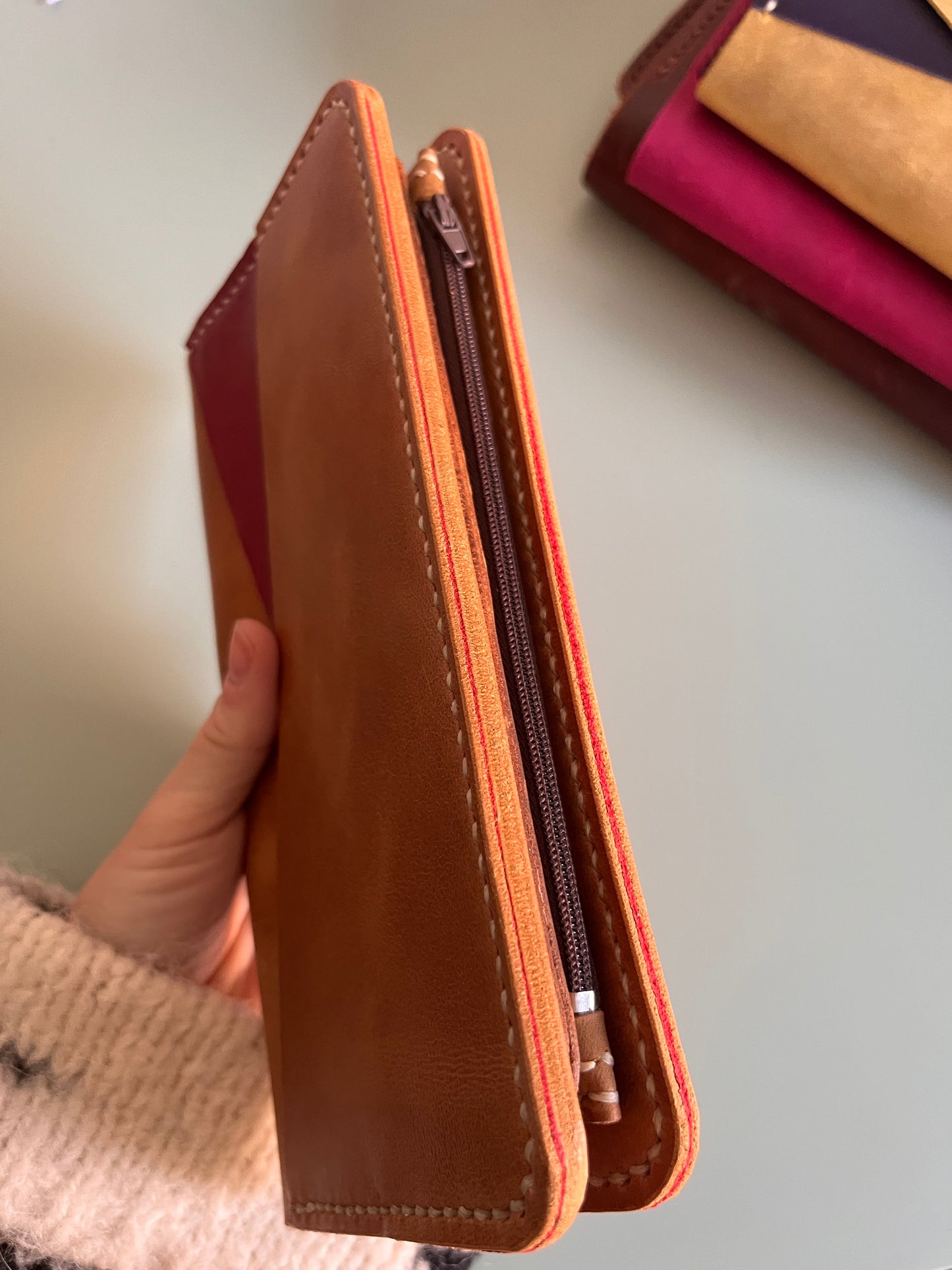 Einsteckbrieftasche_TN_mit Reißverschlussfach in Schokolade
