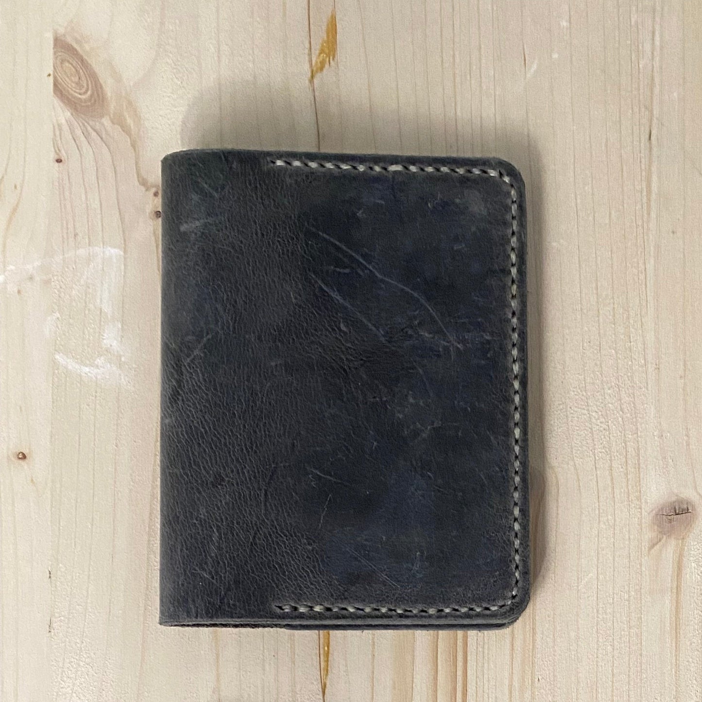 Ready to ship passport leather cover in Dark Grey leather