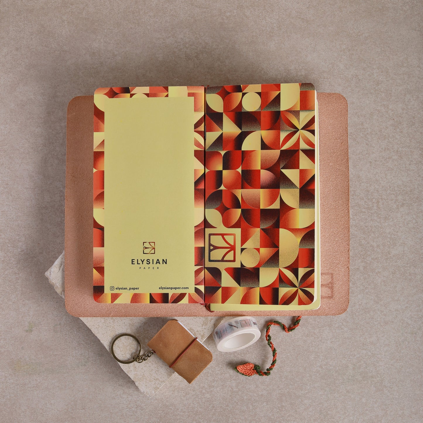Travelers leather cover with blank and dot grid notebook inserts