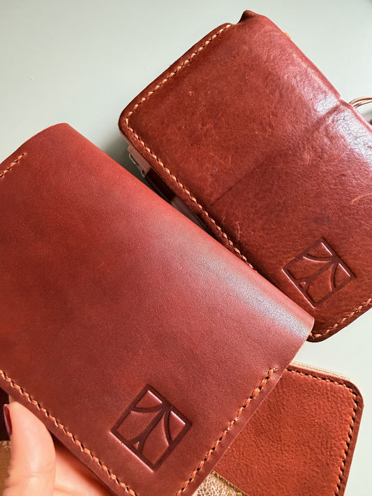 Italian vegetable-tanned leather used for handmade planner covers