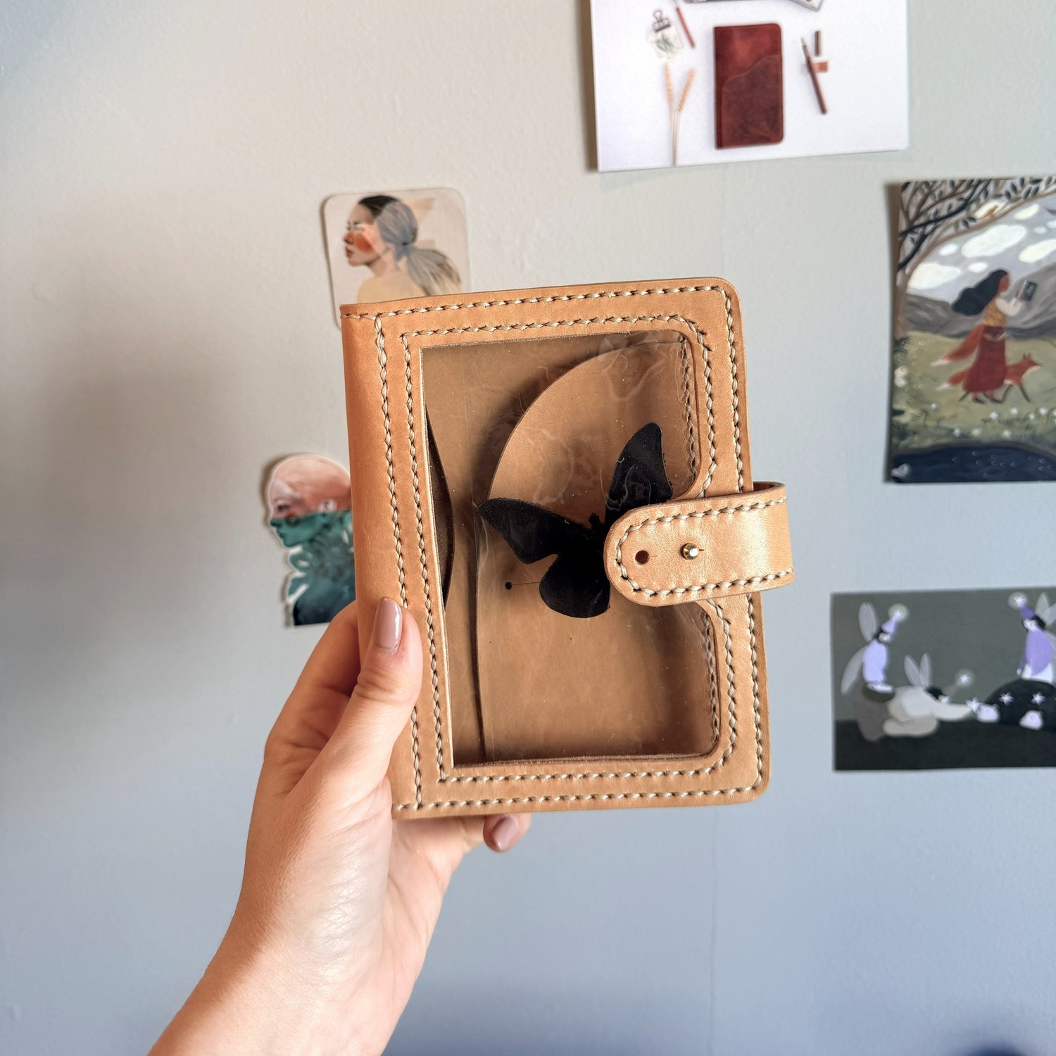 Ready to ship handmade leather covers in A6 size
