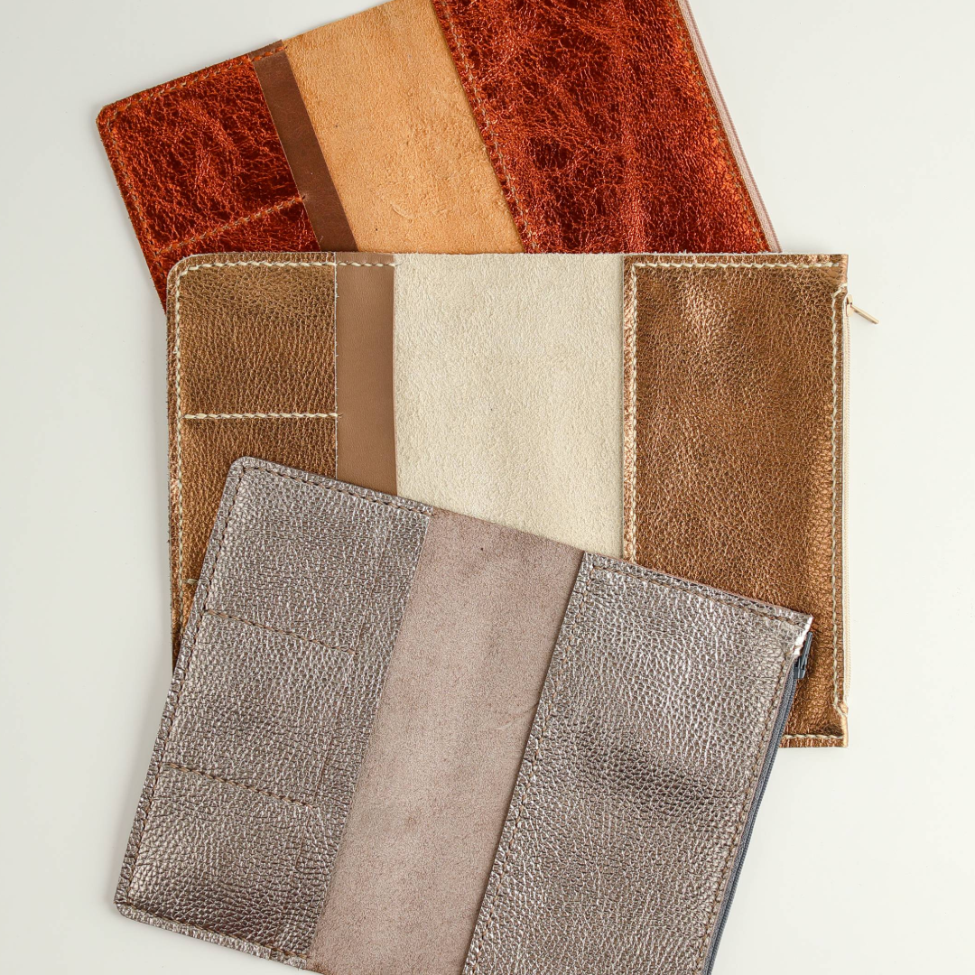 Handmade leather insert wallets for planner and notebook covers