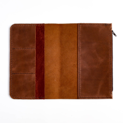 A5 leather insert wallet open flat