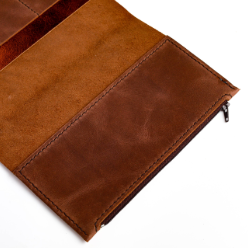 A5 size leather insert wallet with zip case