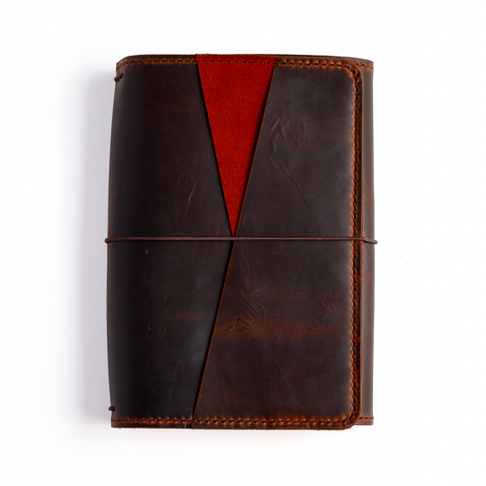 Ready to ship A5 trifold leather cover in Espresso leather