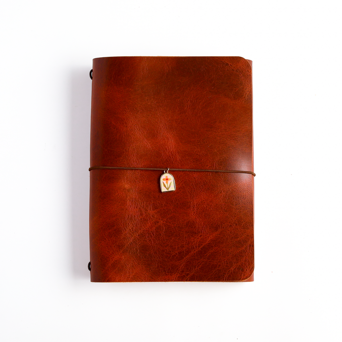 A5 trifold cover in Cognac leather