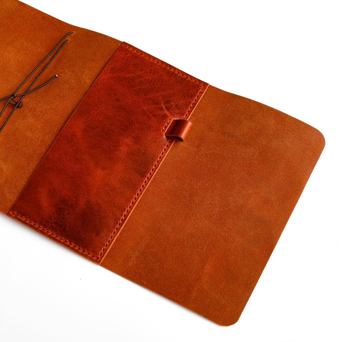A5 trifold cover in Cognac leather insert pocket