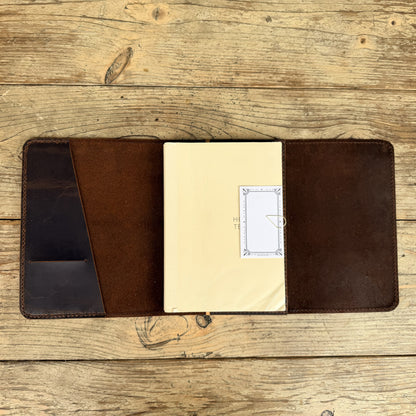 A5 trifold leather cover open flat