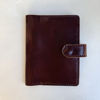 A6 size for hobonichi original in Hibiscus tea leather with snap closure