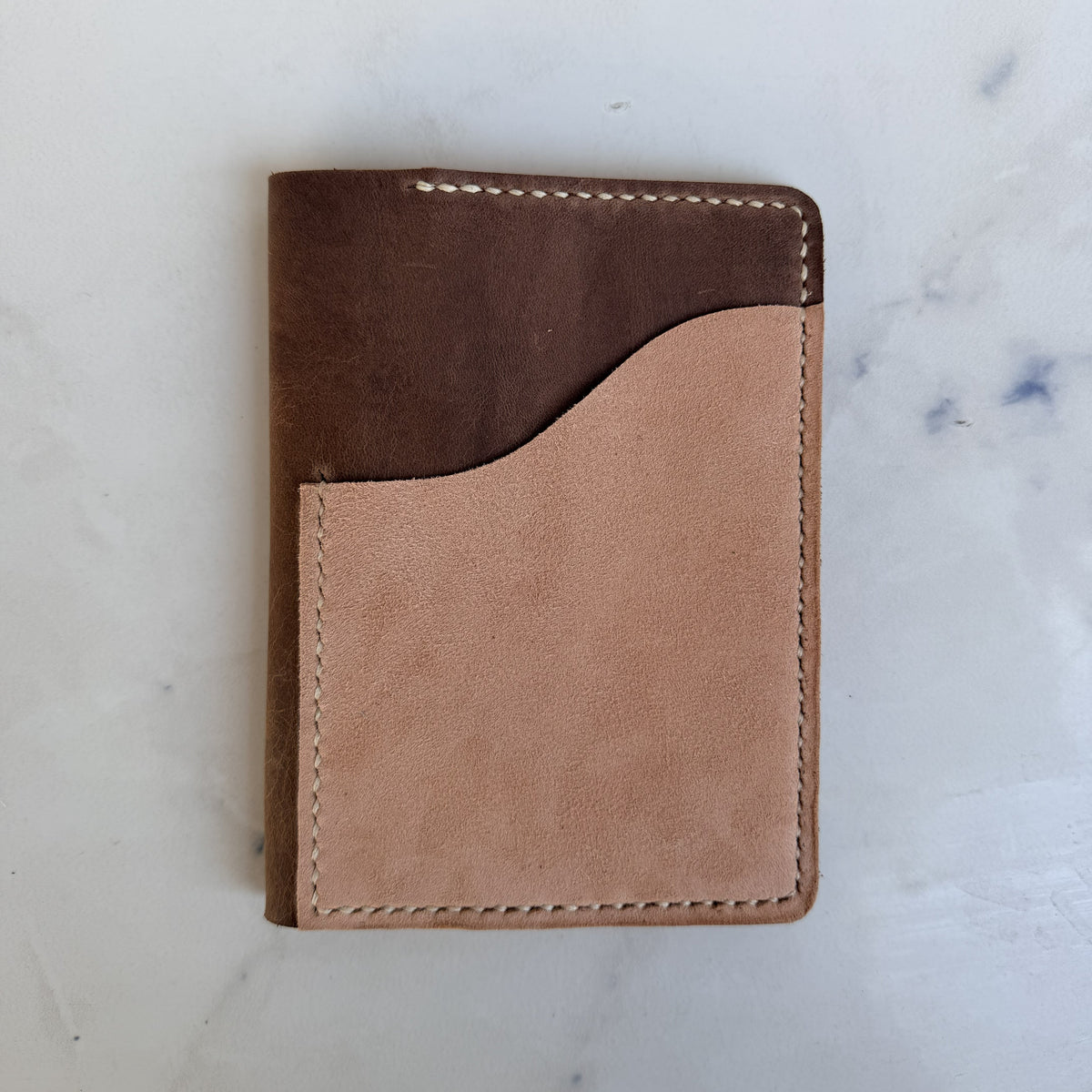 A6 size planner cover in Dark Mocha leather with deep slamon