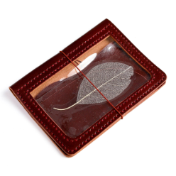 A6 Areti leather cover with clear front window in Hibiscus leather