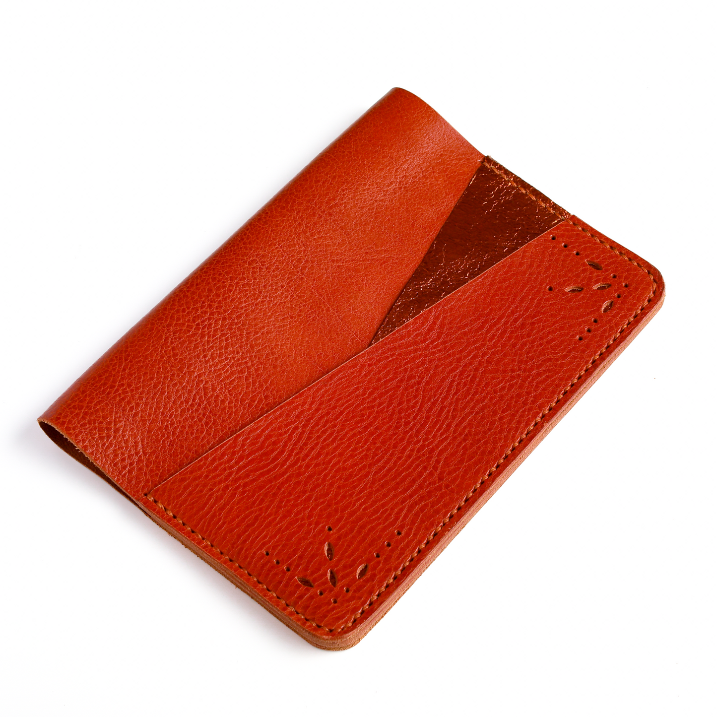 B6 leather cover closed angled view