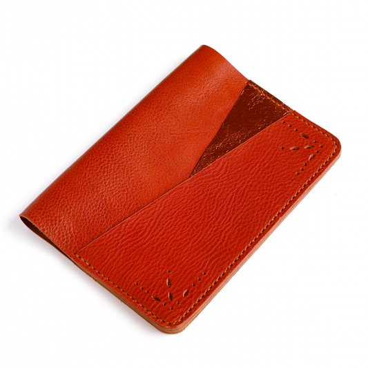 B6 leather cover closed angled view