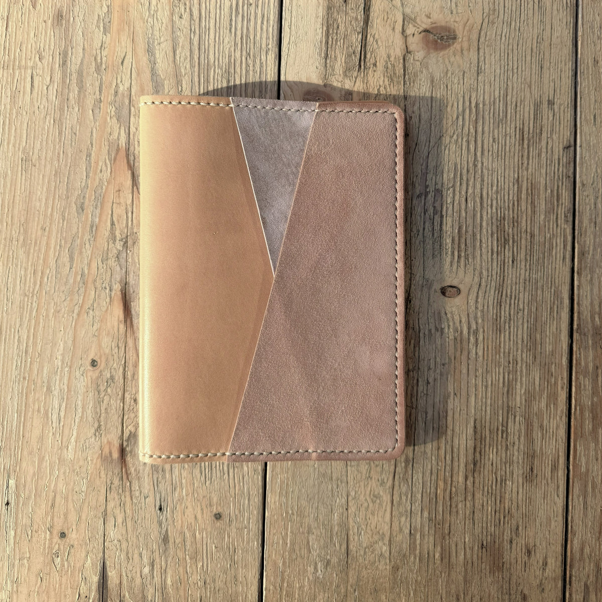 B6 leather planner cover closed view in undyed leather