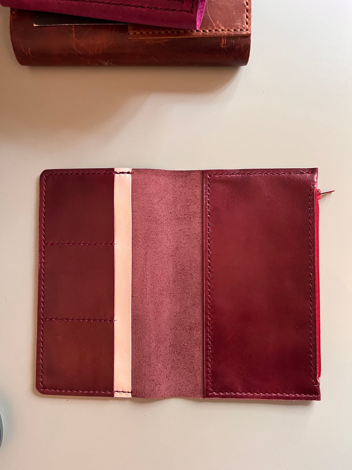 Insert Wallet TN Size in Bordeaux leather