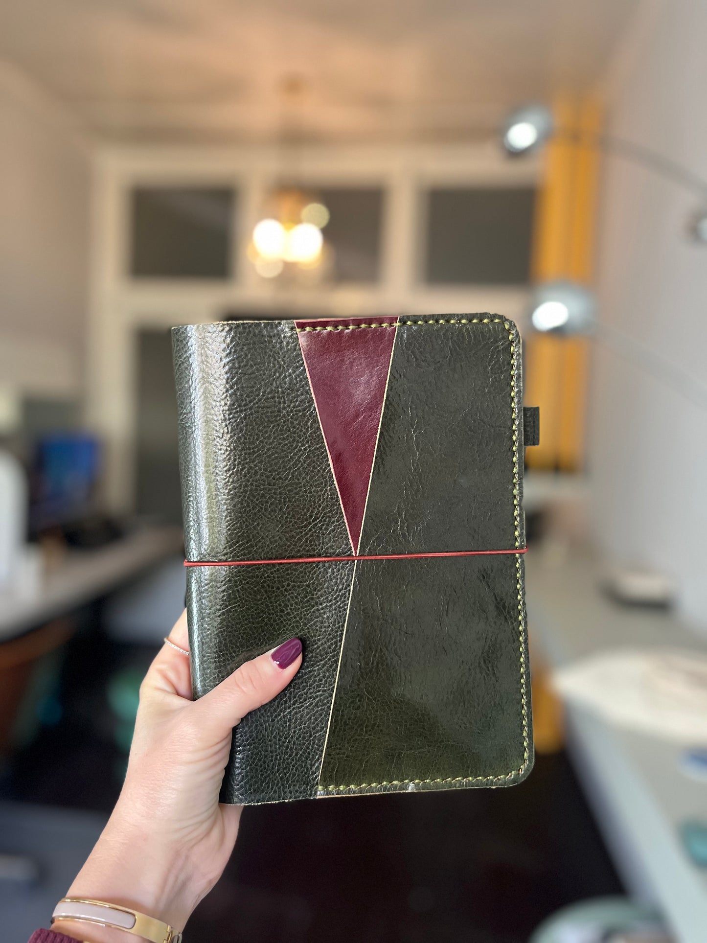 A5 size in Verde leather