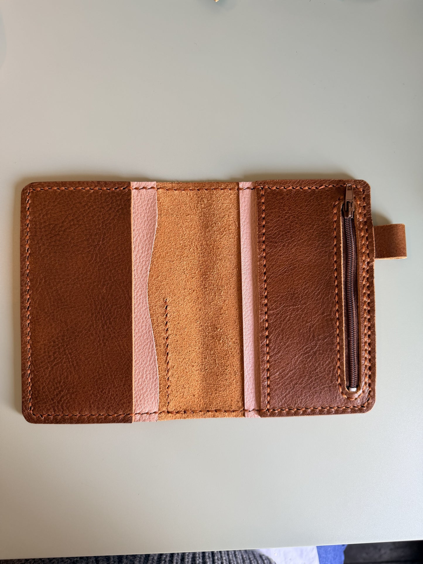 Ready to ship passport leather cover in Tan leather