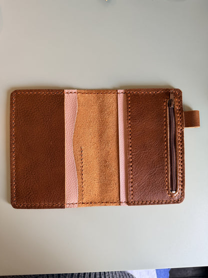 Ready to ship passport leather cover in Tan leather