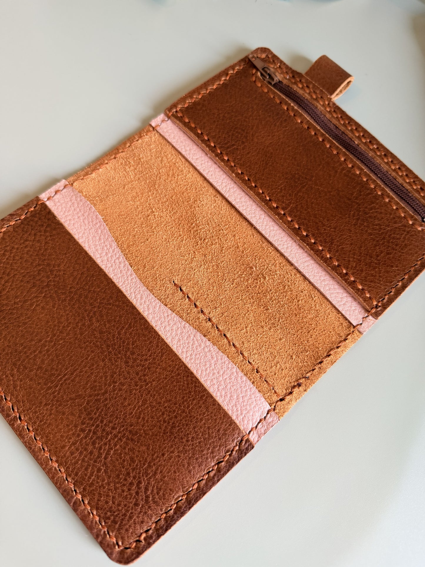 Ready to ship passport leather cover in Tan leather