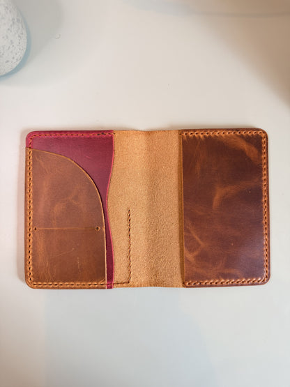 Ready to ship passport leather cover in Dark Amber leather