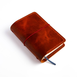 Closed Pocket size leather cover in Cognac leather