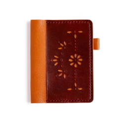 One of a kind Pocket leather cover with flower design