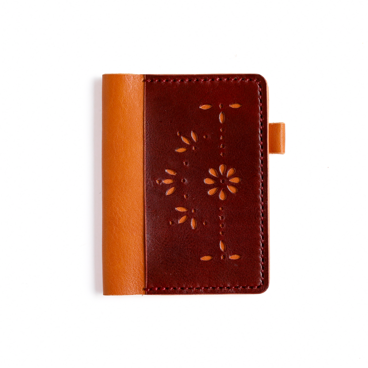 Pocket size leather cover flower punch design