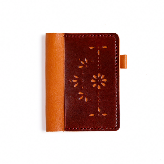 Pocket size leather cover flower punch design