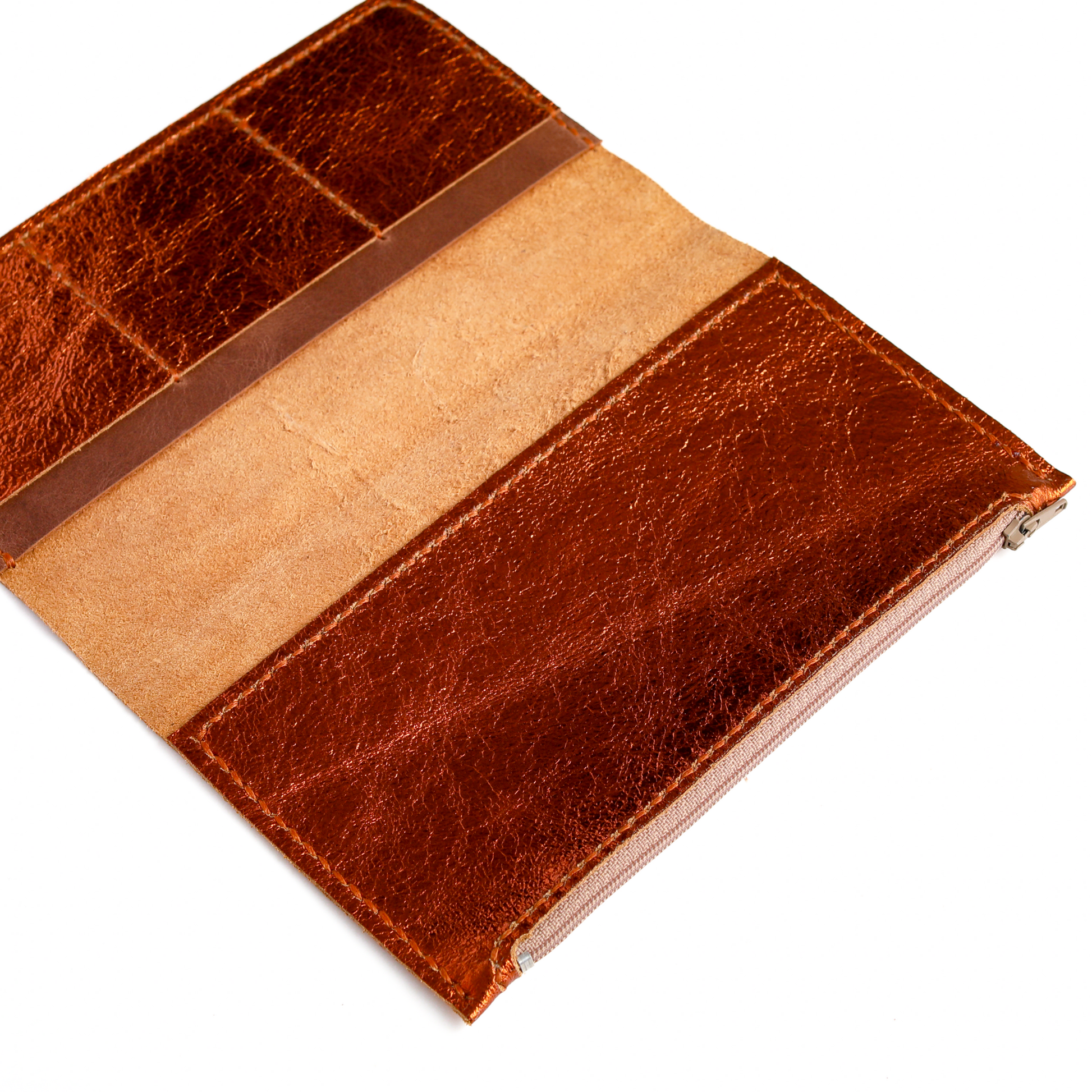 TN Insert Wallet in Ember leather with zip case detail