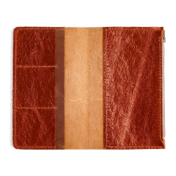 Open flat view of TN Insert Wallet in Ember leather