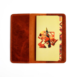 Open flat view of TN leather cover in Cognac leather
