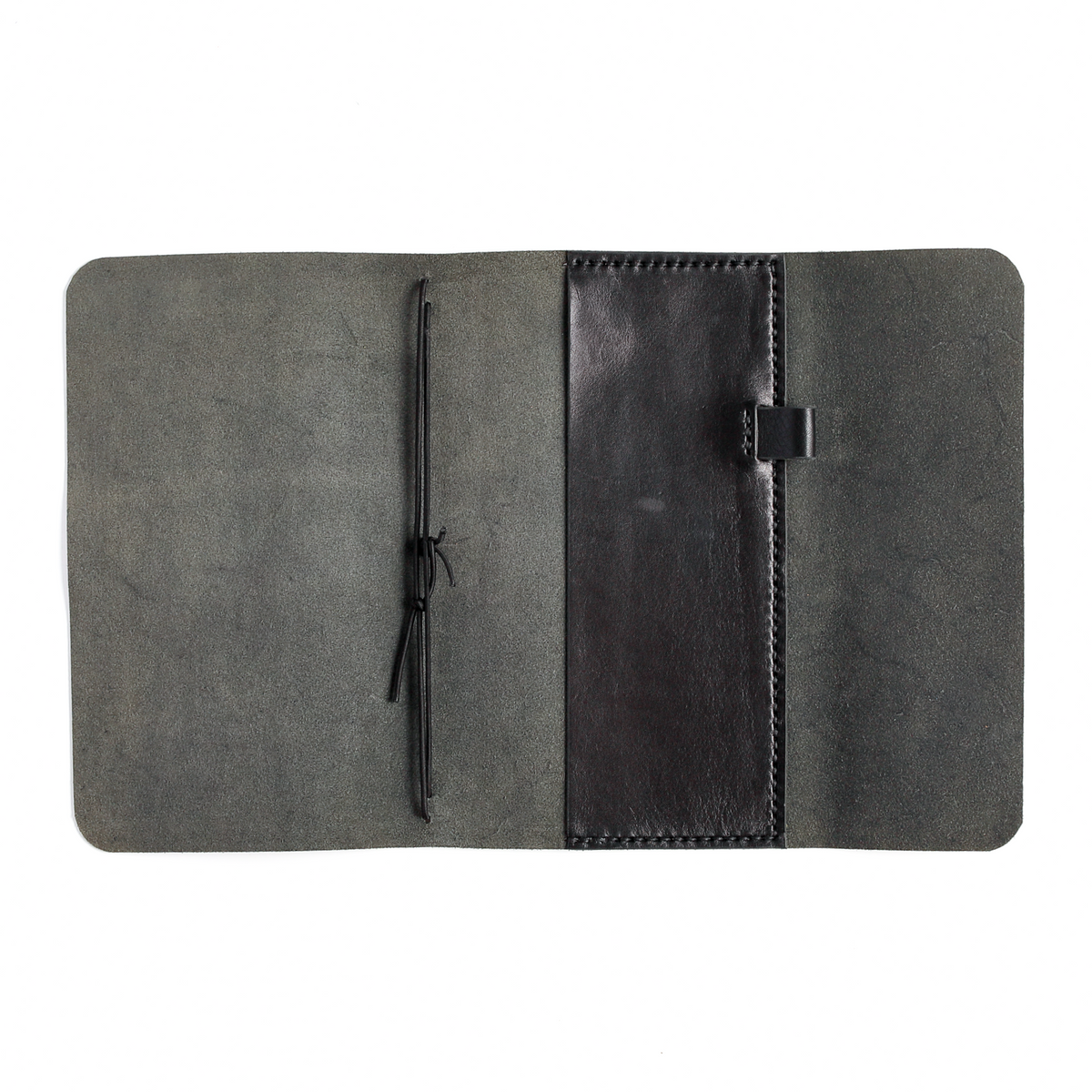 TN trifold cover black leather open flat