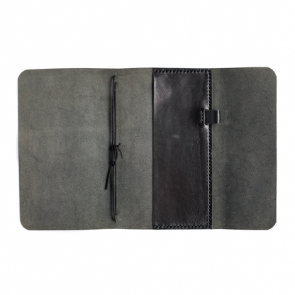 TN trifold cover black leather open flat