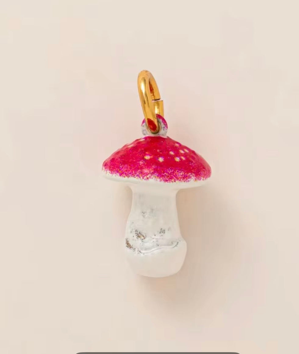 Pink Toadstool ceramic charm for planners and journals
