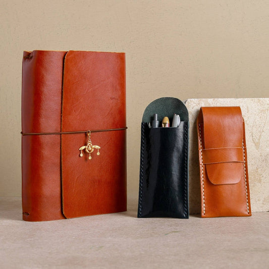 Daily Companion Elysian Ritual bundle with leather cover, notebook inserts and pen case