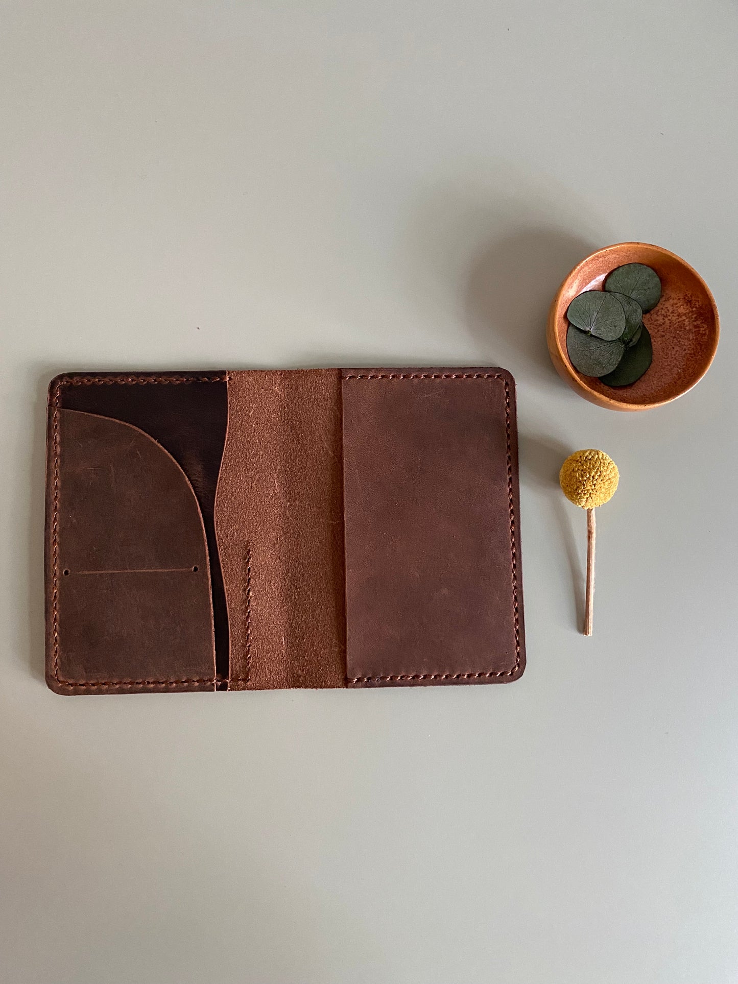 Ready to Ship Passport leather cover in Nut Brown leather