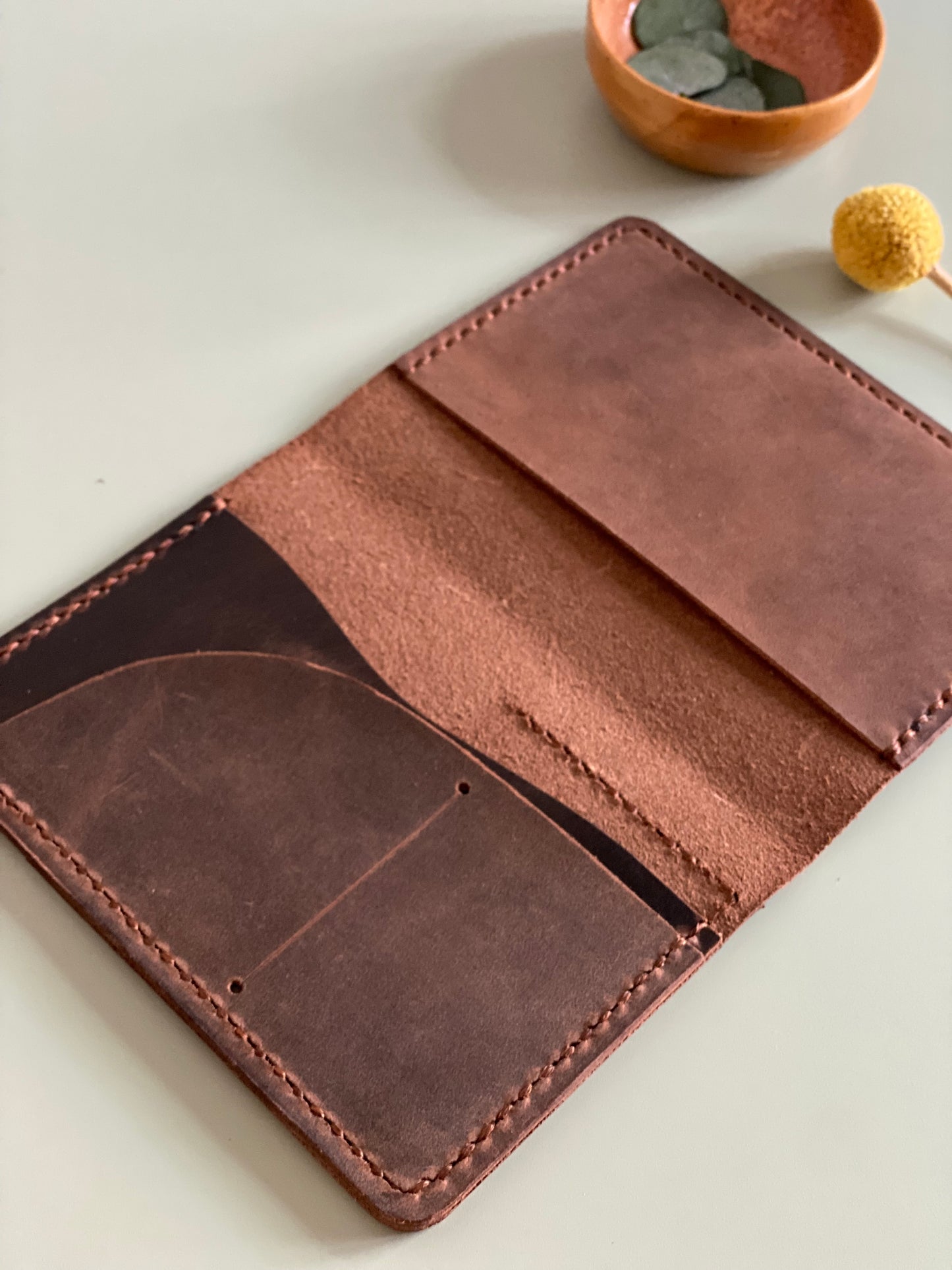 Ready to Ship Passport leather cover in Nut Brown leather