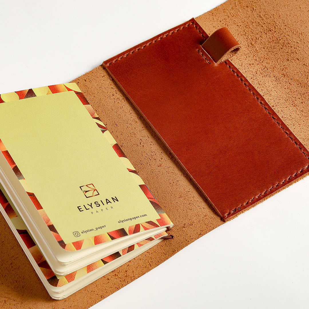 Inside pocket and pen loop detail on the Ink leather cover