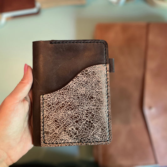 Ready to ship passport leather cover in Coal leather