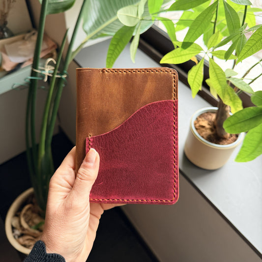 Ready to ship passport leather cover in Dark Amber leather