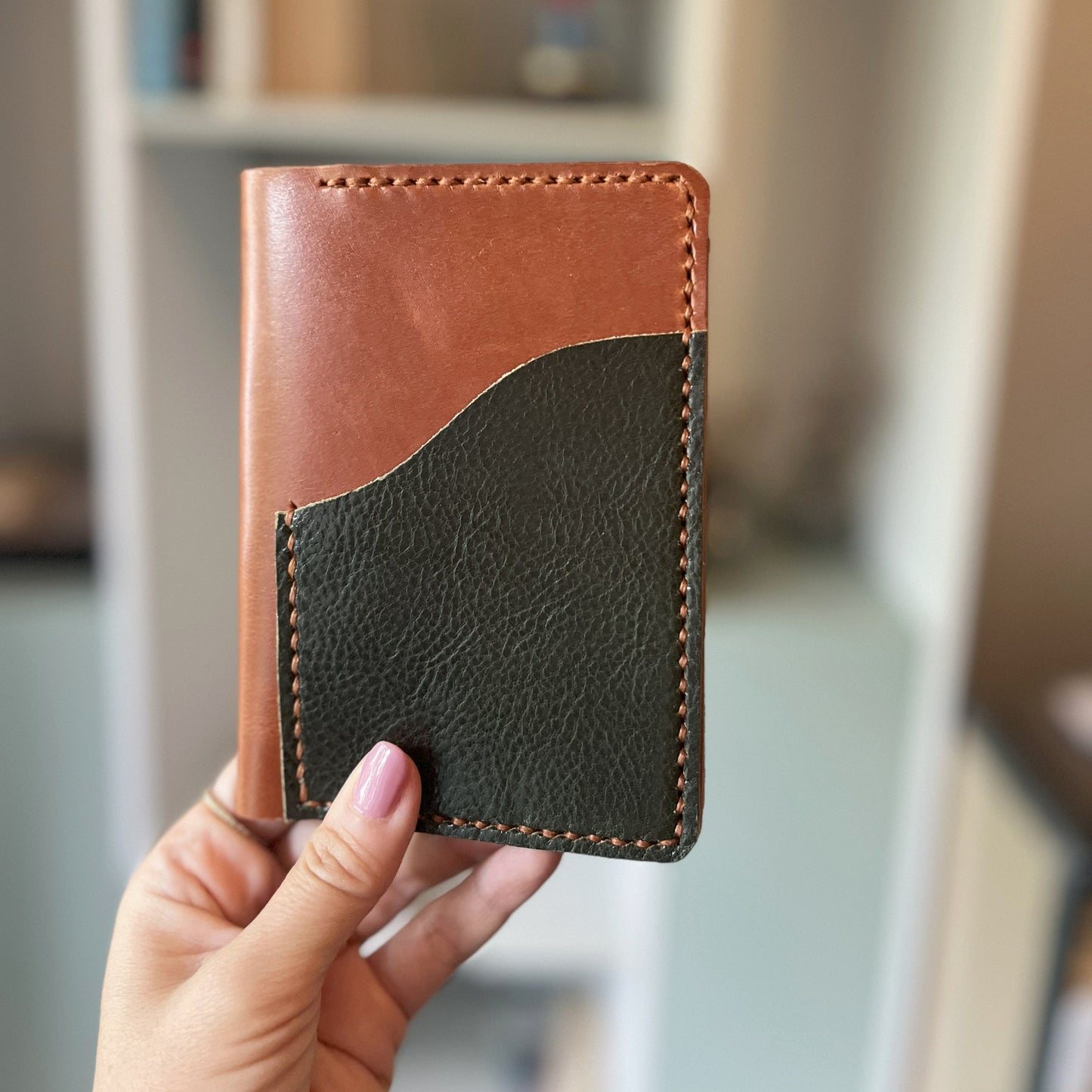 Ready to ship passport leather cover in Maple leather
