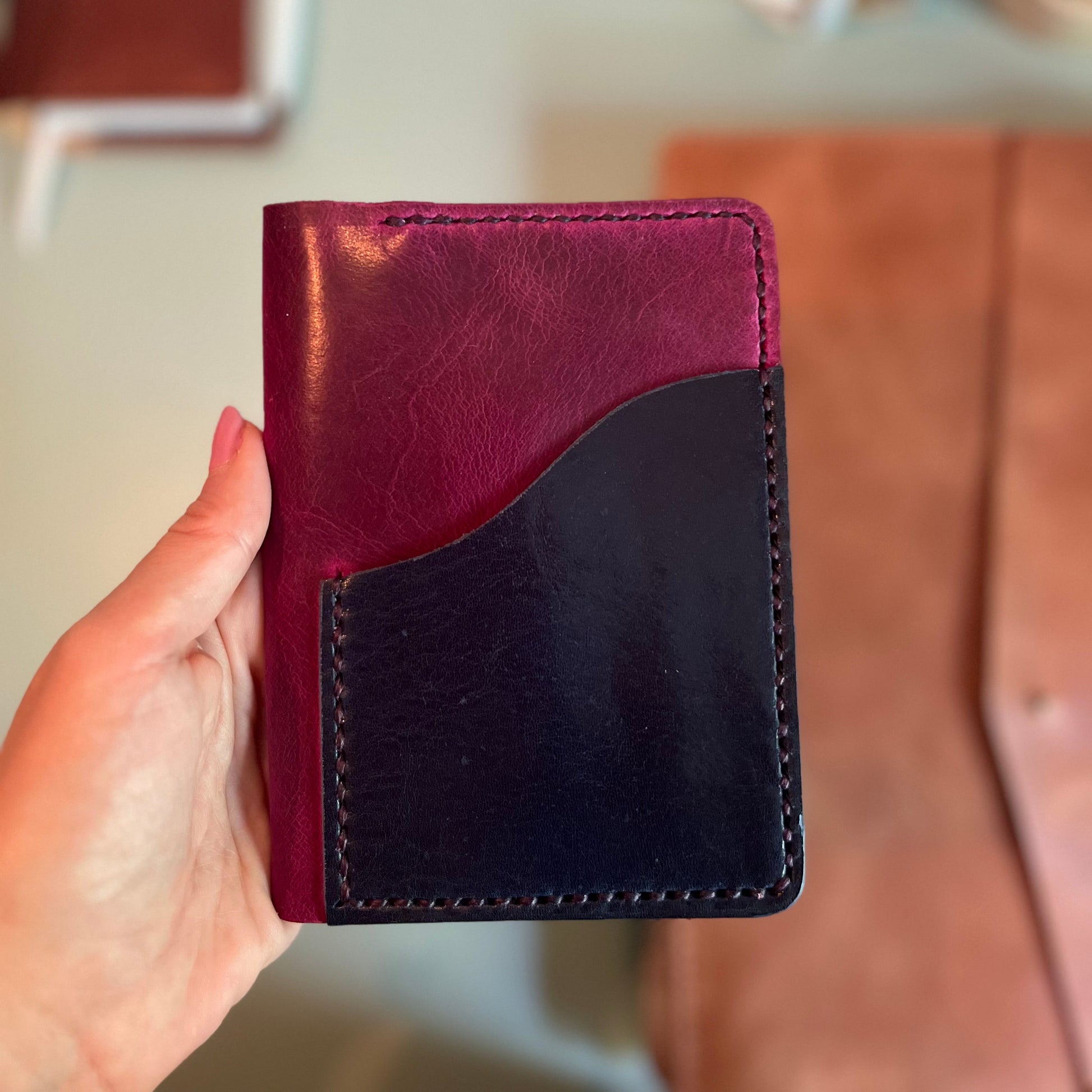 Ready to ship passport leather cover in Marsala smooth leather