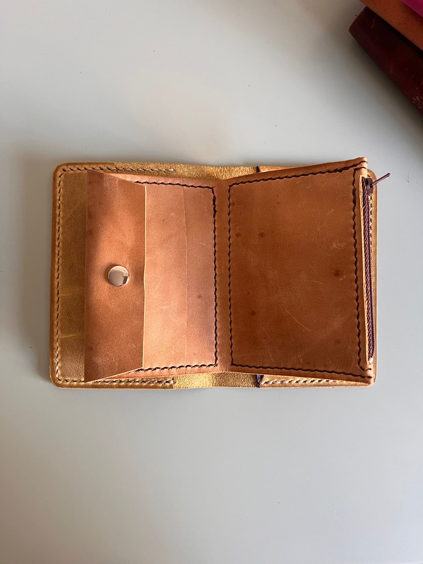 Ready to ship passport leather insert wallet in Sahara leather