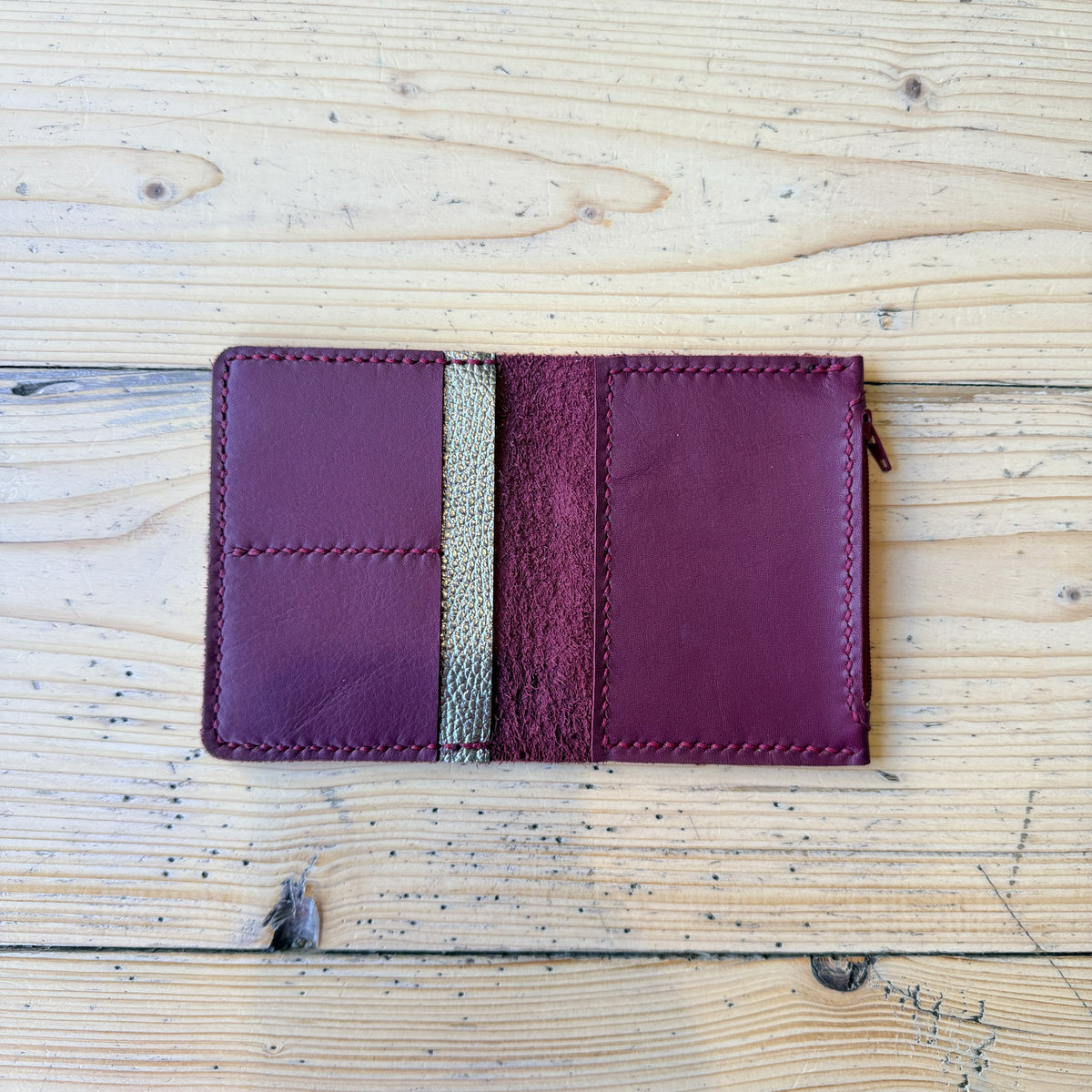Passport leather insert wallet open flat