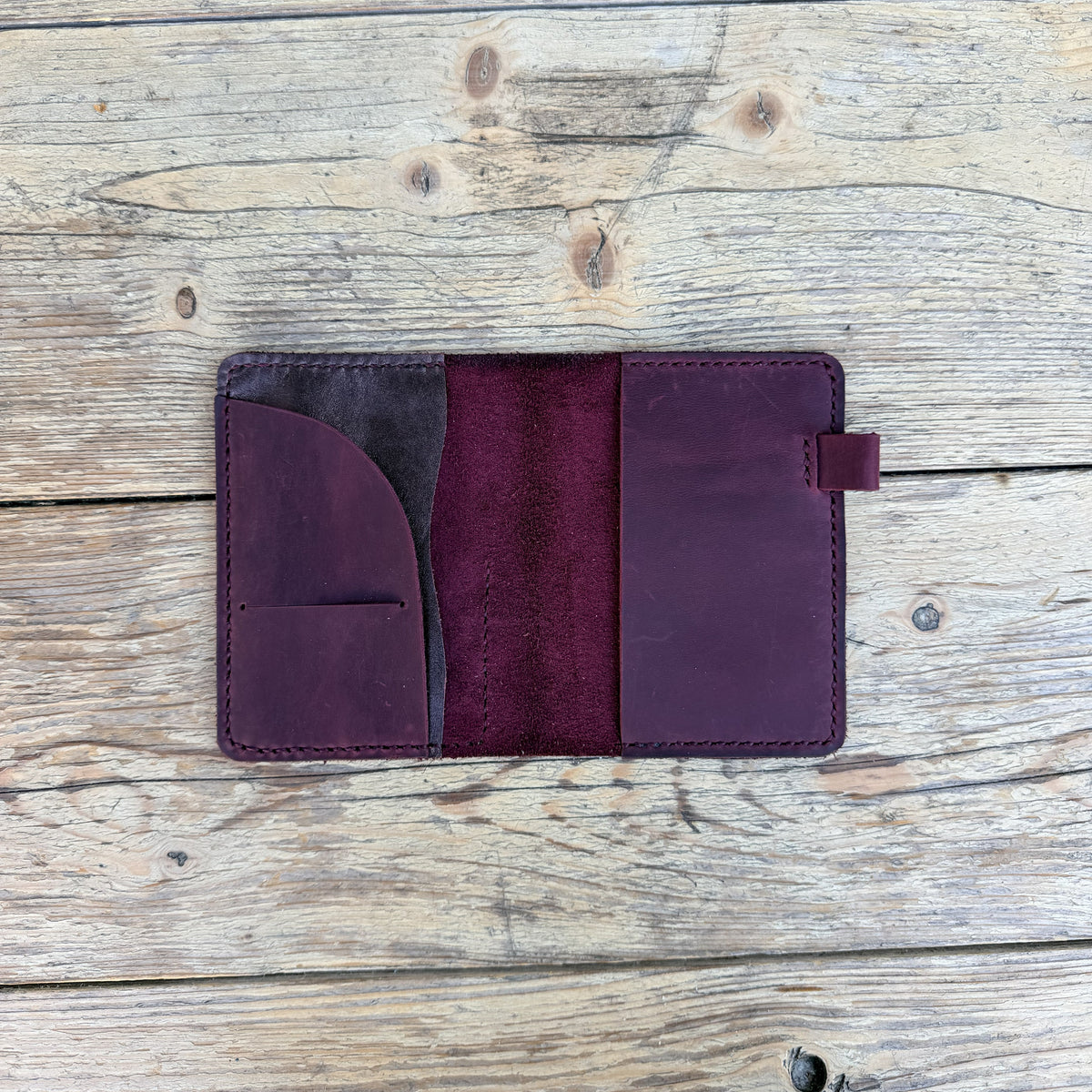 Passport leather cover open flat